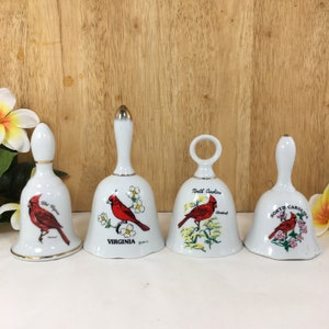 Bell, Hand Bell, Cardinal Hand Bell, Vintage State Souvenir China Bell, Virginia West Virginia North Carolina Bell, Cardinal Bell Decor