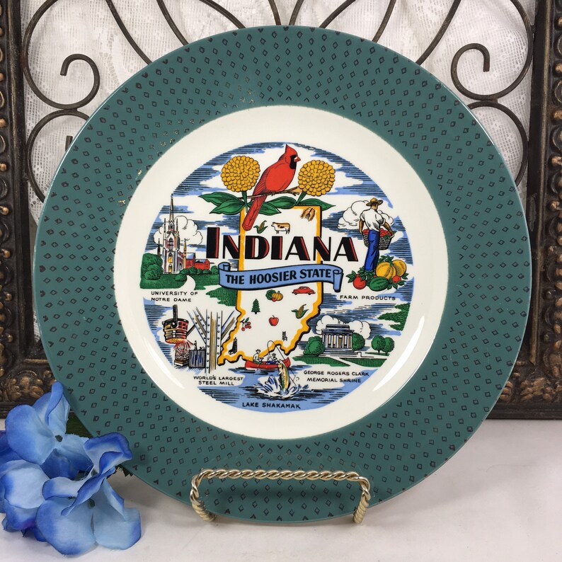 Indiana Collectible Souvenir State Wall Plates, Vintage the Hoosier ...