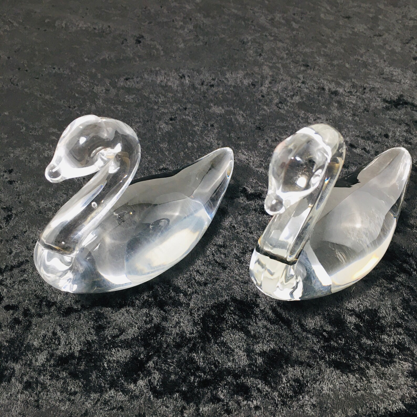 Glass Swan Pair Vintage Waterfowl Decor Clear Etsy