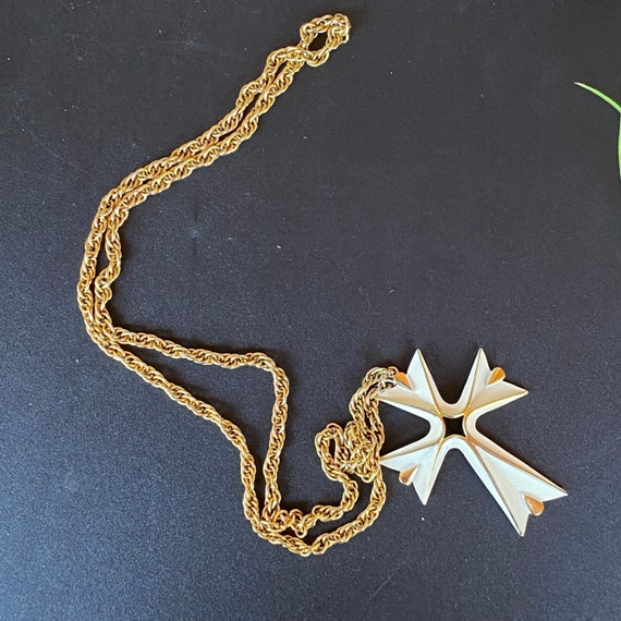 Enamel Cross Necklace, White Enamel, by Crown Tri… - image 8