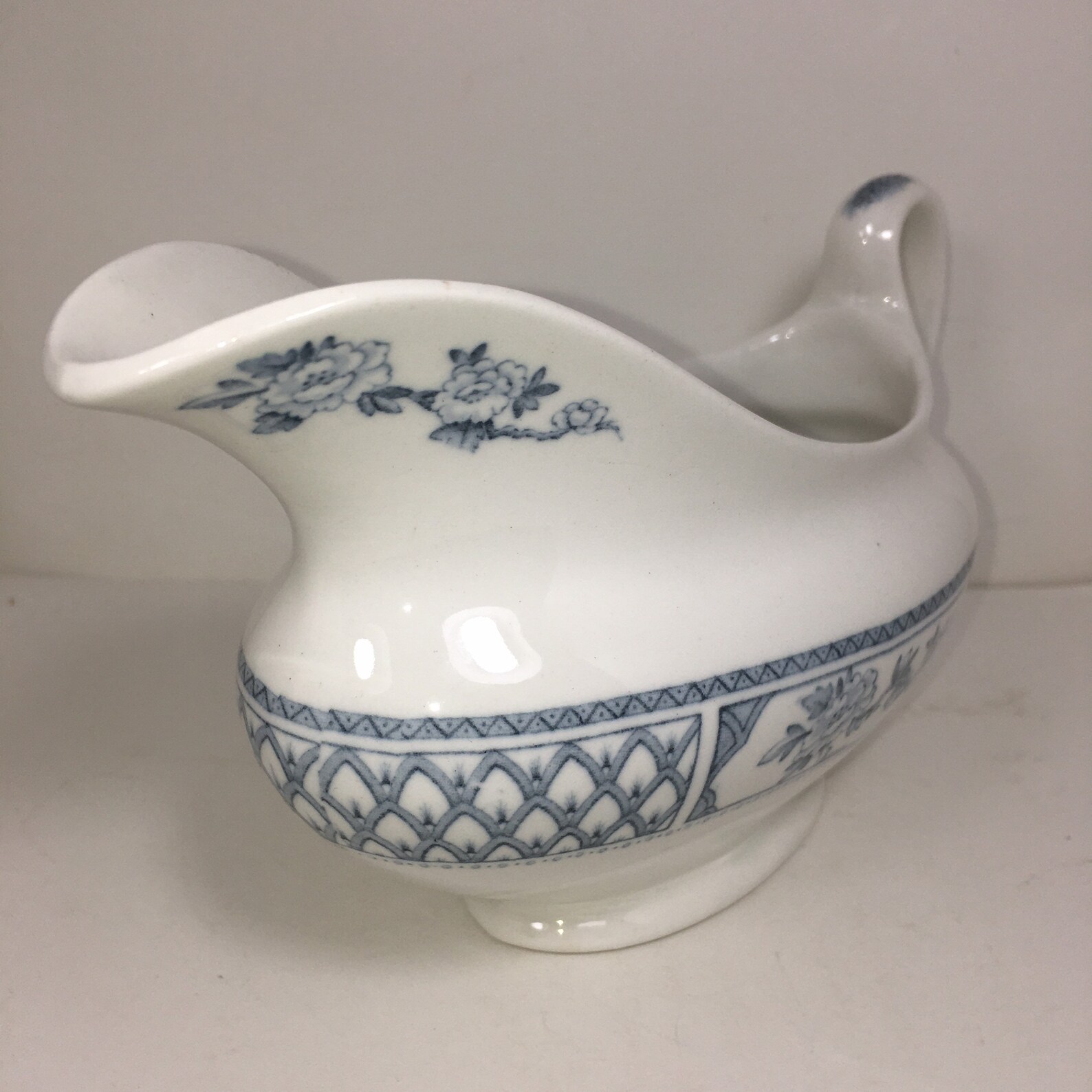 Johnson Brothers Blue Gravy Boat Vintage England Fine China Etsy