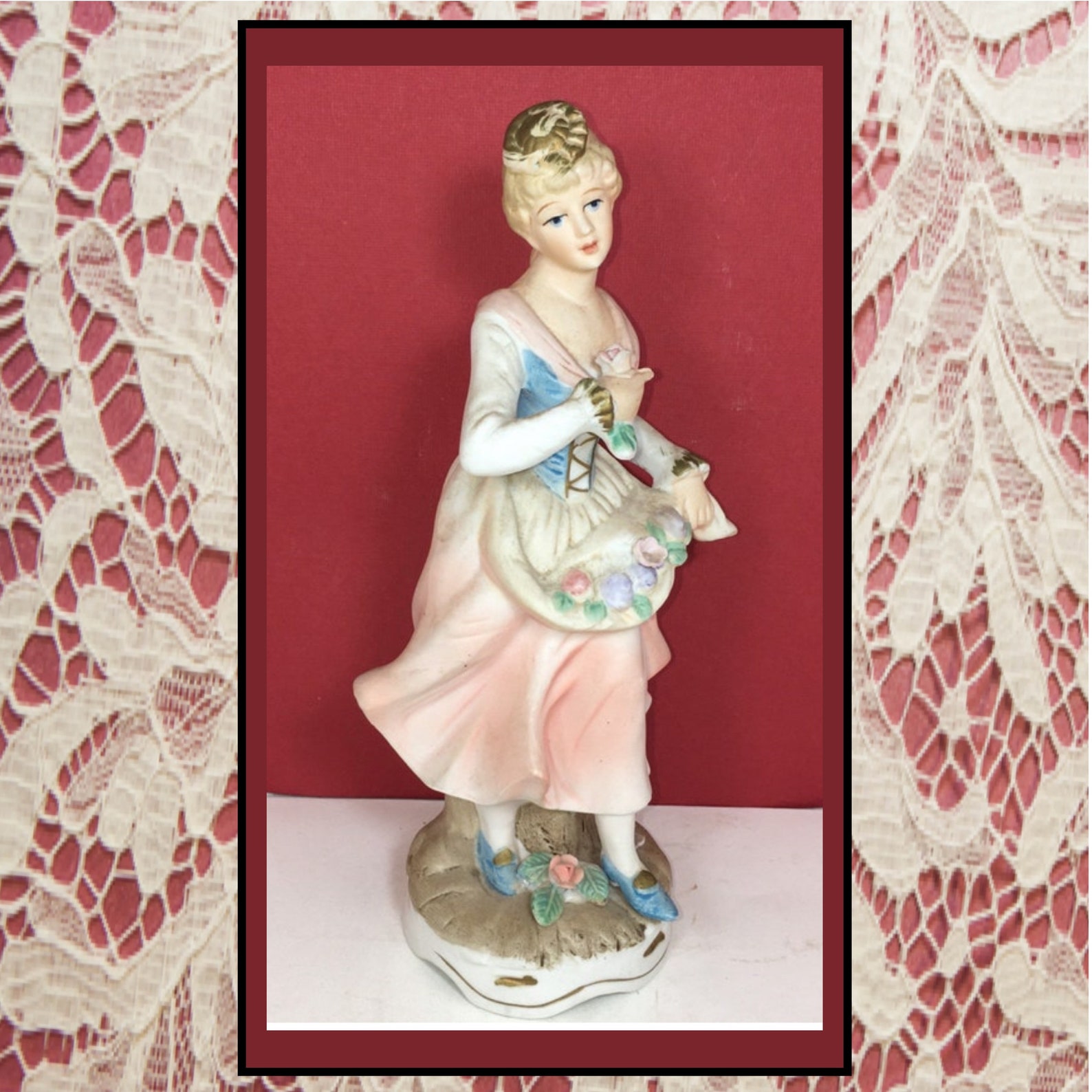 Ardco Porcelain Figurine Man and Woman Picking Flowers Vintage Etsy