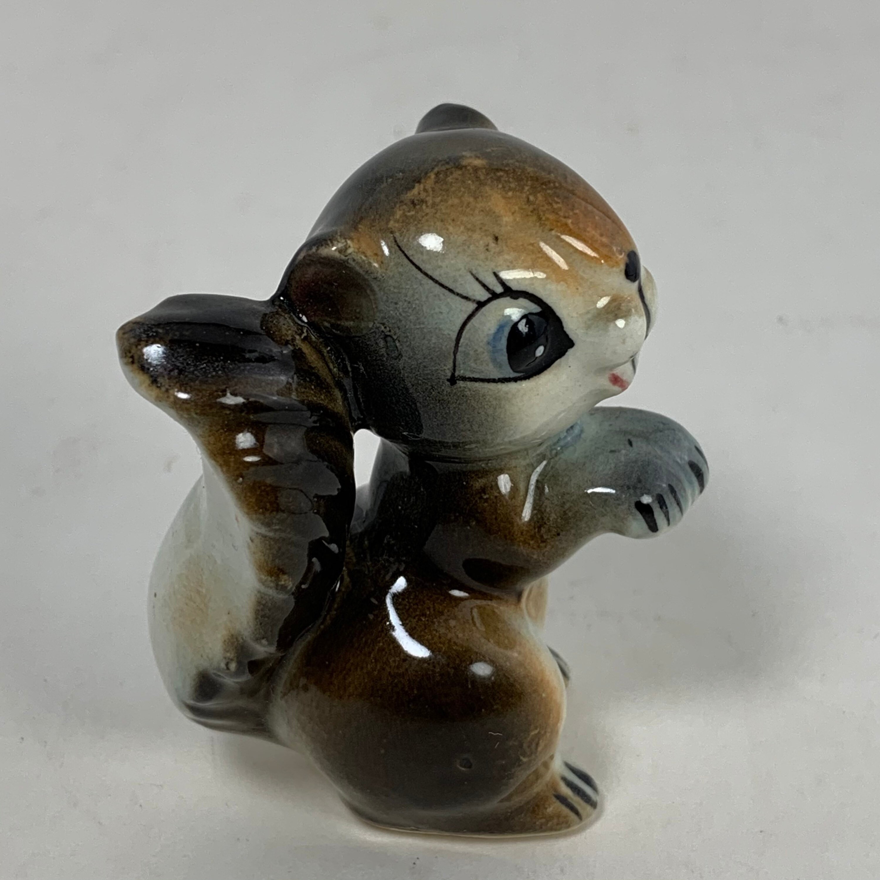 Squirrel Glazed Ceramic Figurine Hand Painted Japan Etsy