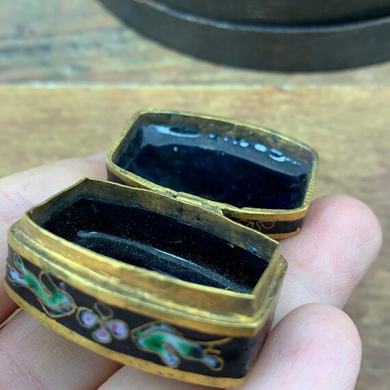 Brass Chinese Cloisonne Enamel Trinket Box - Purp… - image 8