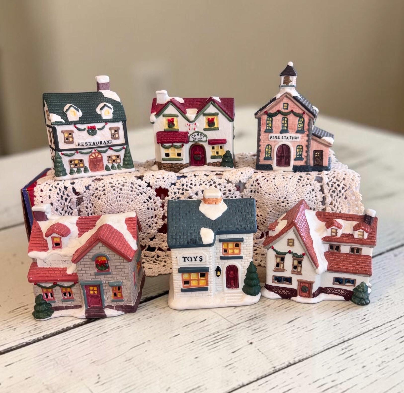 Vintage Ceramic Lighted Christmas Houses - Etsy