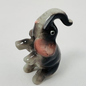 Vintage Grey Elephant Figurine with Trunk Up, Japan