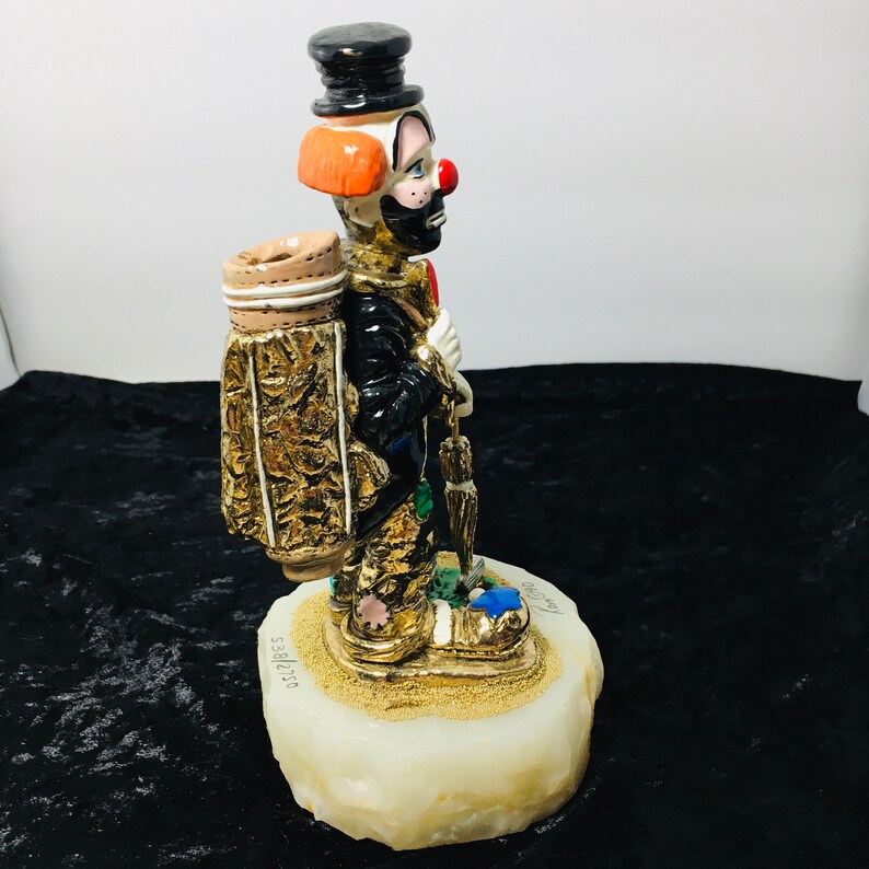 Rare Ron Lee Golfer Clown Statue Black and Gold Onyx Base 1990 | Etsy