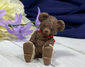 Miss Martha Original Peek A Boo Bear, Mini Teddy Bear Figurine, All God’s Children Brown Sitting Bear