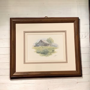 Country Farm ingelijste muurkunstdruk, vintage Don Balke-print 1988, Don Balke-print - COUNTRY BARN 15 x 17 1/4&quot; ingelijste en gematteerde print - gesigneerd - Country Home