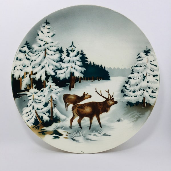 Villeroy & Boch Wallerfangen Teller Winterelch Rotwild Szene Wandteller