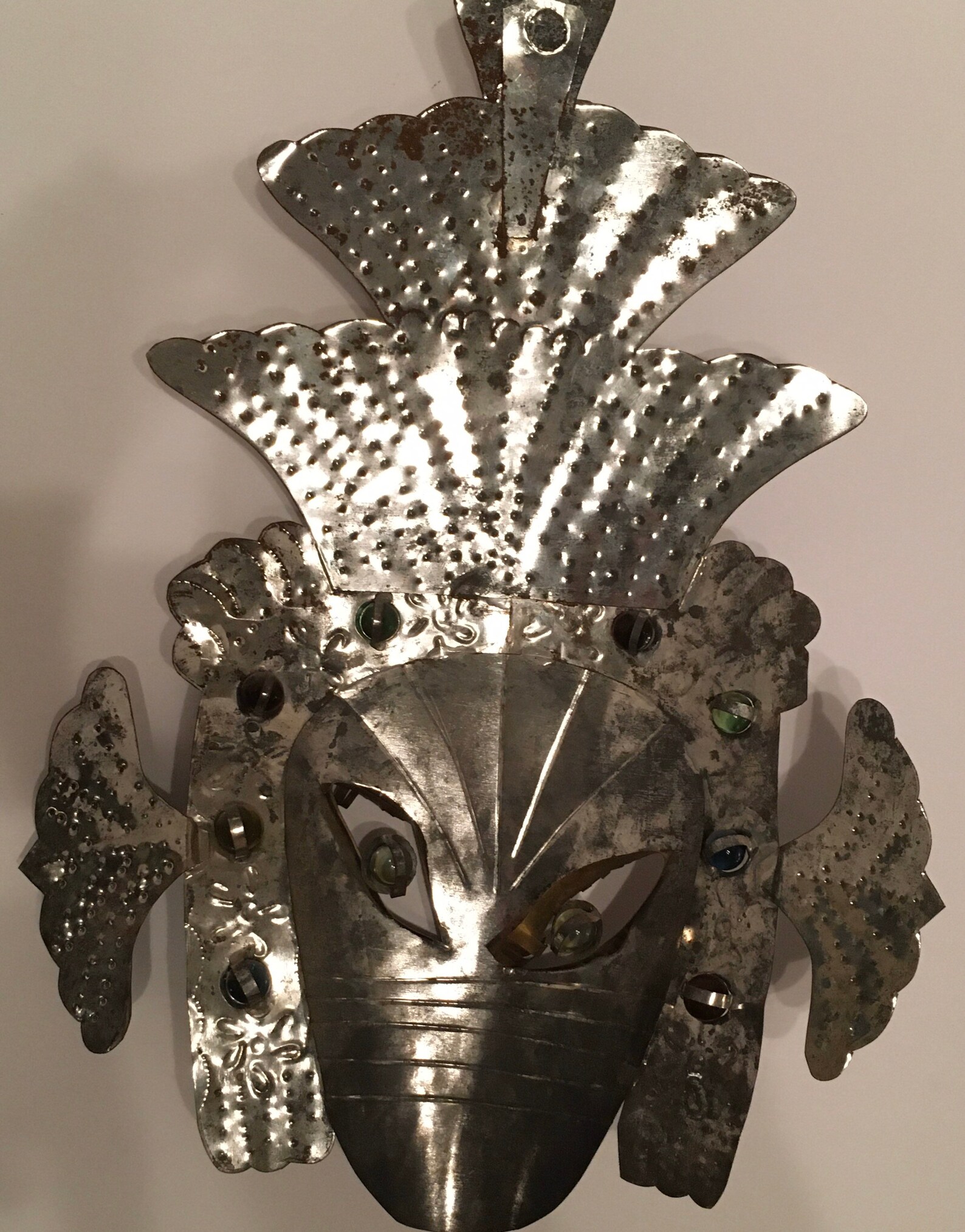 Ceremonial Mask Handcrafted Metal Mexican Mesoamerican Mask Etsy