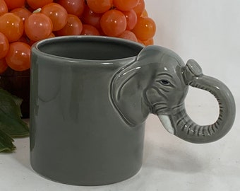 Vintage Gray Elephant Mug Coffee Tea Cup by Bergschrund Seattle, 1987, Vintage