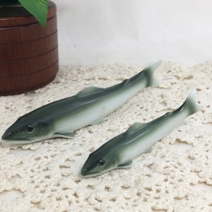 Green Salmon Trout Fine Porcelain Vintage Fish Figurines