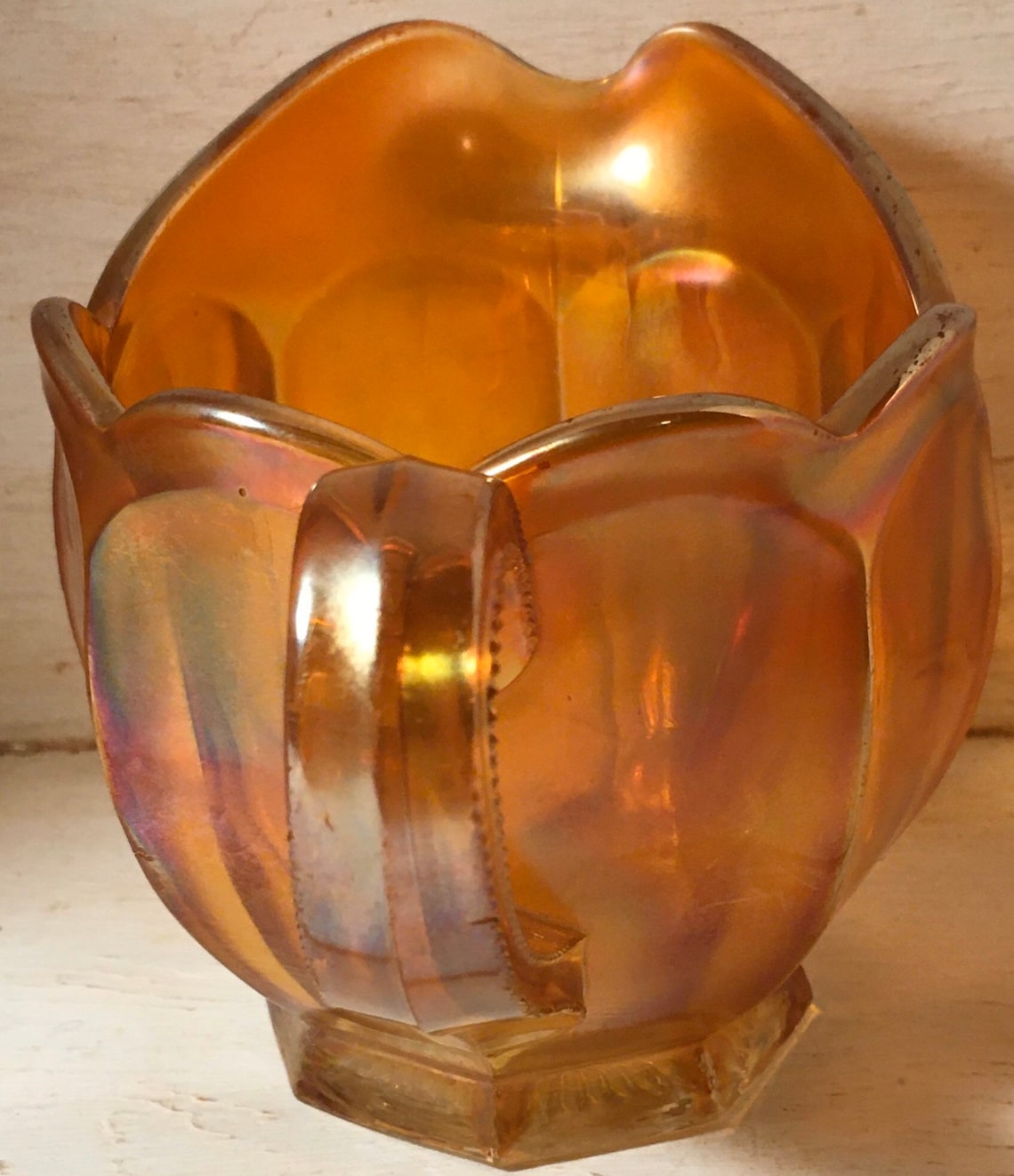 Vintage Orange Carnival Glass Creamer Northwood Marigold Etsy