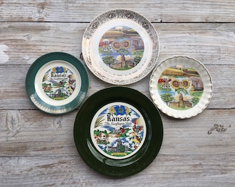 Kansas Souvenir Plates, Vintage Sunflower State Collectible Plate, Kansas Decor, Homer Laughlin, Nautilus