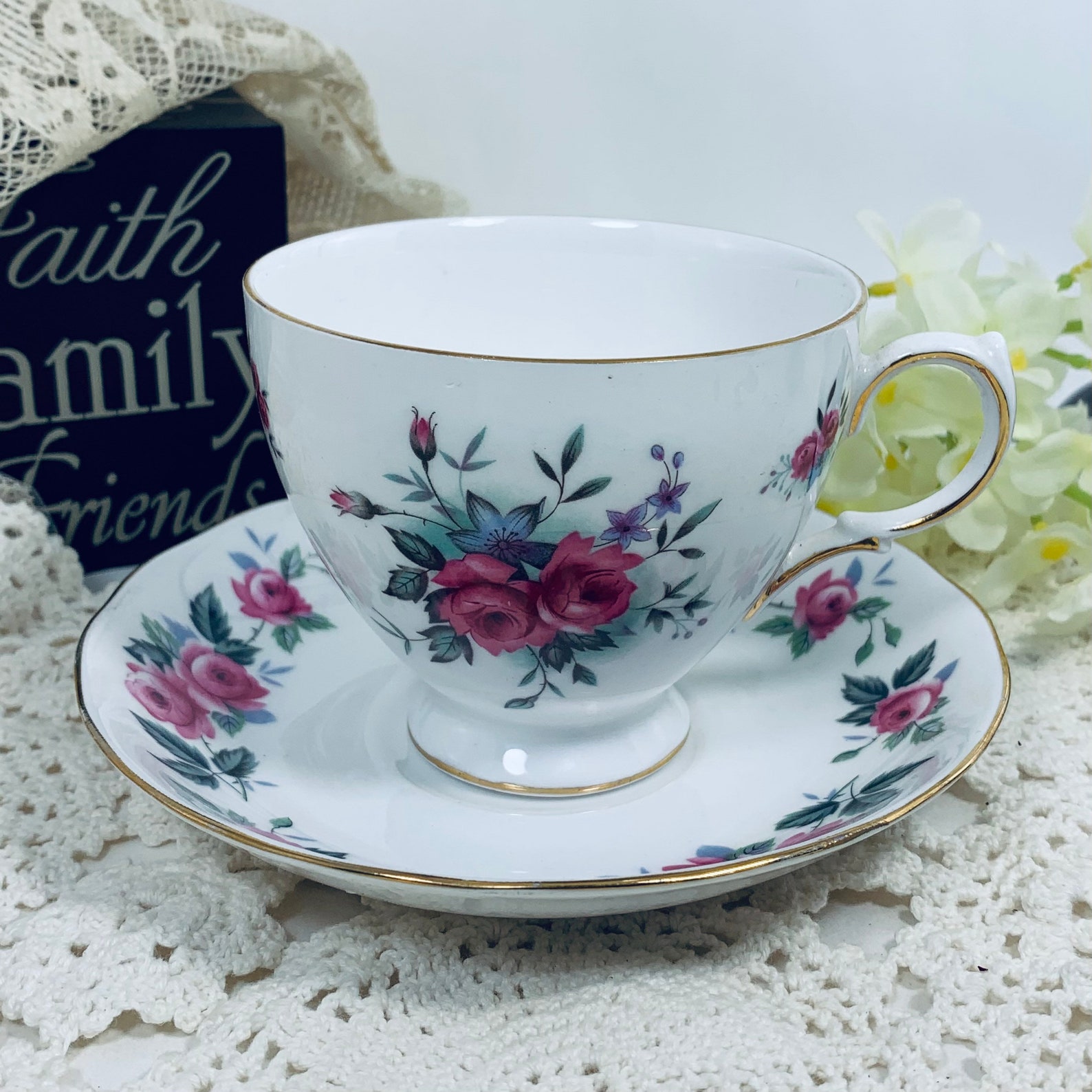Queen Anne Tea Cup and Saucer Set Bone China Ridgeway Etsy