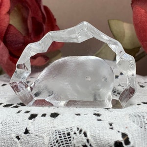 Vintage Mats Jonasson Crystal Baby Seal Paperweight – 3-D Hand Carved Full Lead Crystal, Sweden, Etched Details