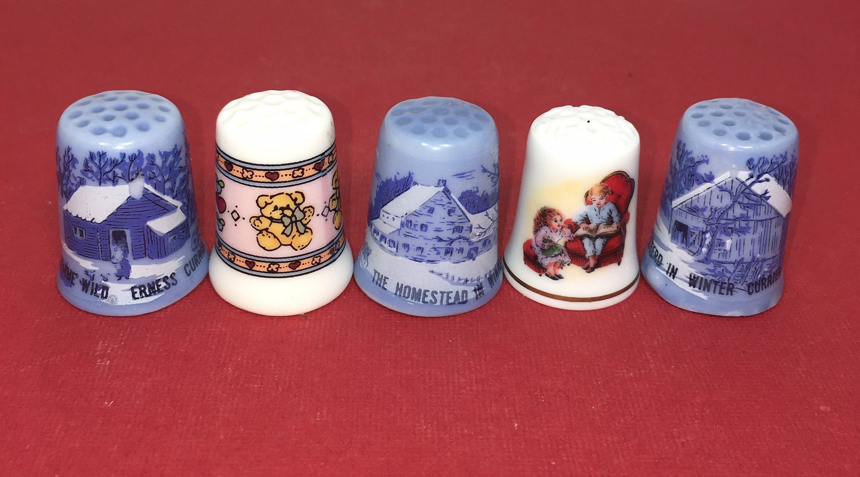 Vintage Thimble Set of Five Decorative Thimbles Etsy