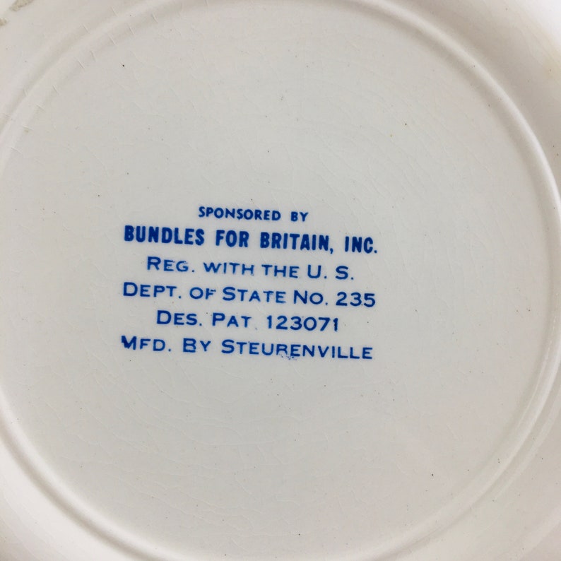 Vintage Bundles For Britain Plate Mfd by STEUBENVILLE Lions Brigade White Plate, Dieu Et Mon Droit image 7