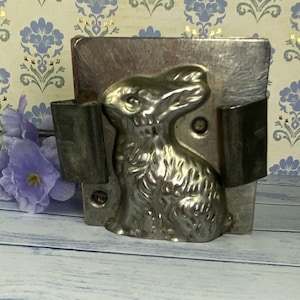 Vintage Chocolate Bunny Mold, Antique Metal Easter Bunny Chocolate Candy Mold