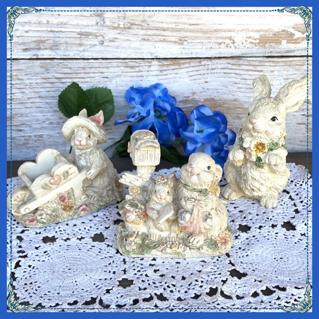 Vintage Rabbit Figurines by Ks Collection Bunny Spring Etsy