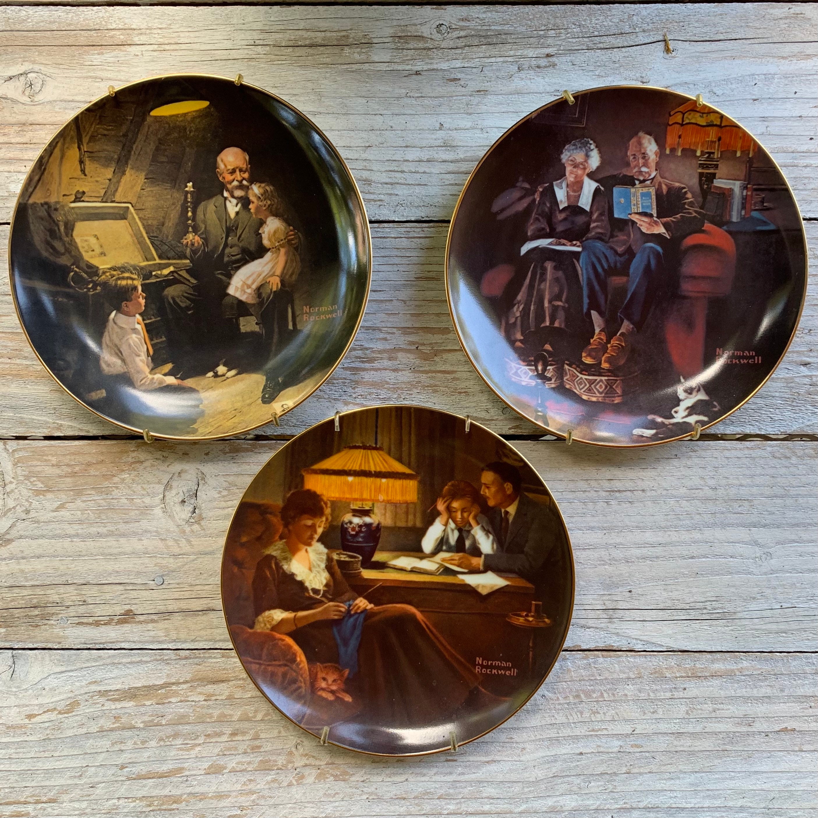 Art & Collectibles Collectibles Collectible Plates Norman Rockwell Evening Ease Limited Edition