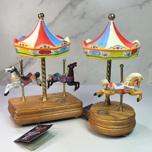 Musical Carousel Horse Collection, Vintage Precious Arts Limited Edition Carousel Music Box, When Irish Eyes Are Smiling, Edelweiss