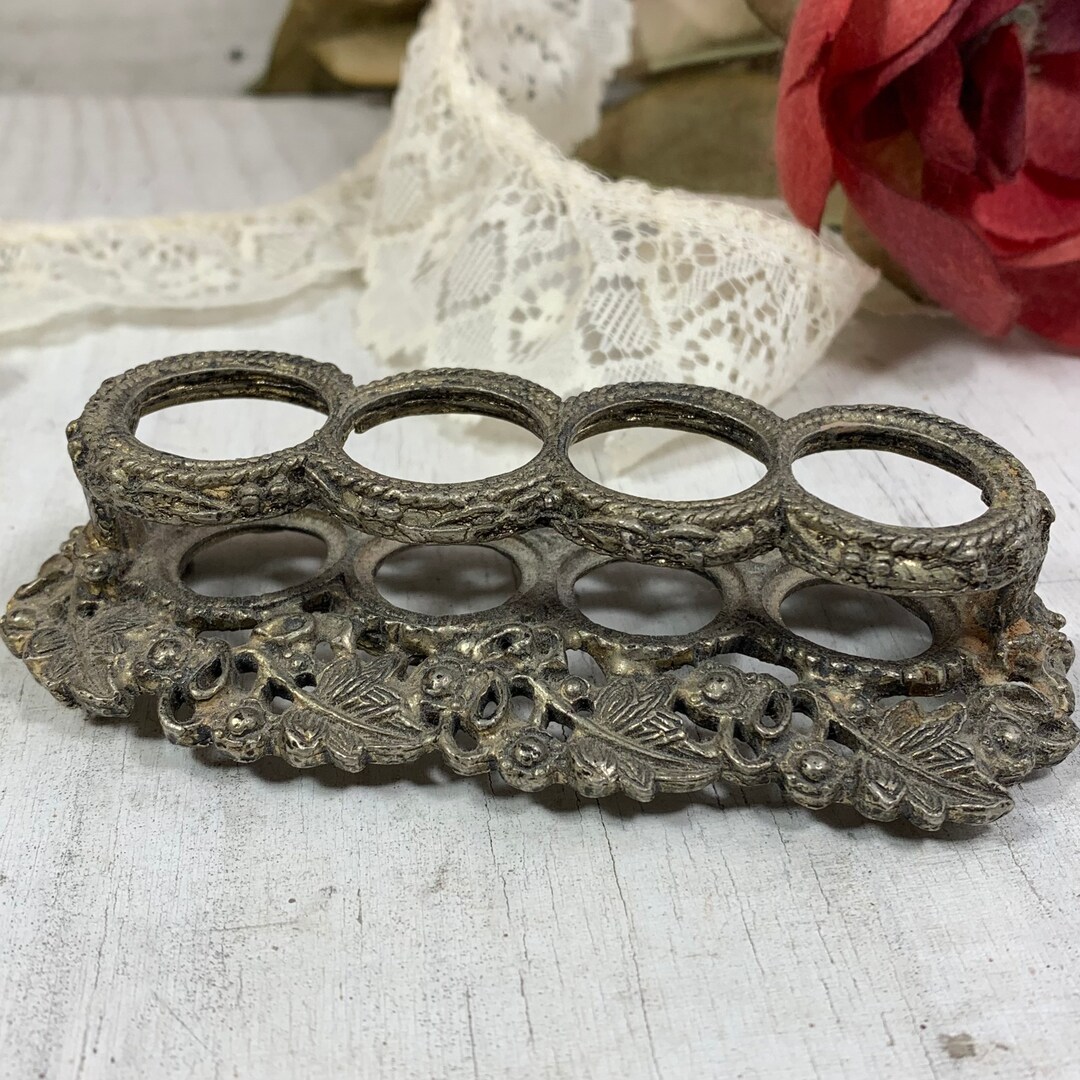 Vintage Silver Metal Lipstick Holder, the Buckler 4 Well Lipstick