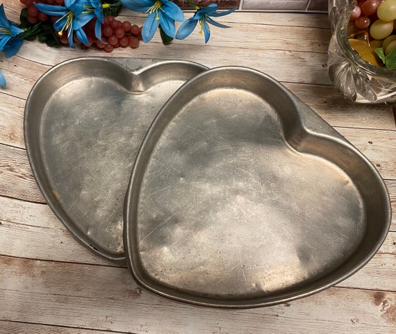 Aluminum Heart Shaped Cake Pans Heart Mold Tart Pans Vintage 