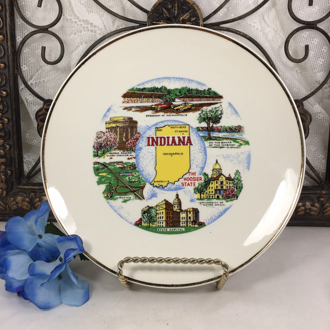 Indiana Collectible Souvenir State Wall Plates, Vintage the Hoosier ...