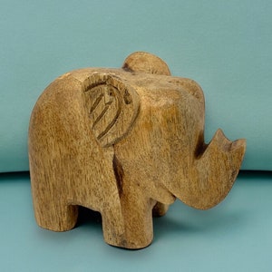 Vintage Carved Elephant Figure, Wood Elephant