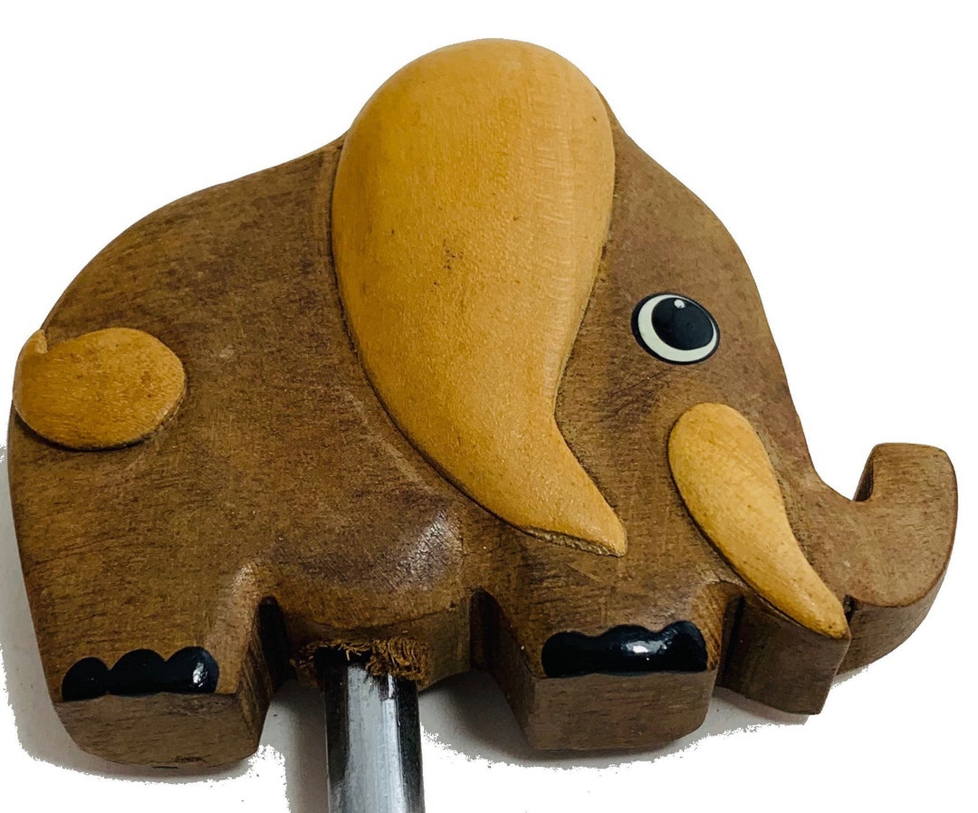Wooden Elephant Corkscrew Bottle Opener Vintage Etsy