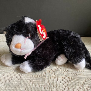 Booties the Black Cat Ty Beanie Baby & Amber the Orange and White Cat Vintage TY Beanie Babies