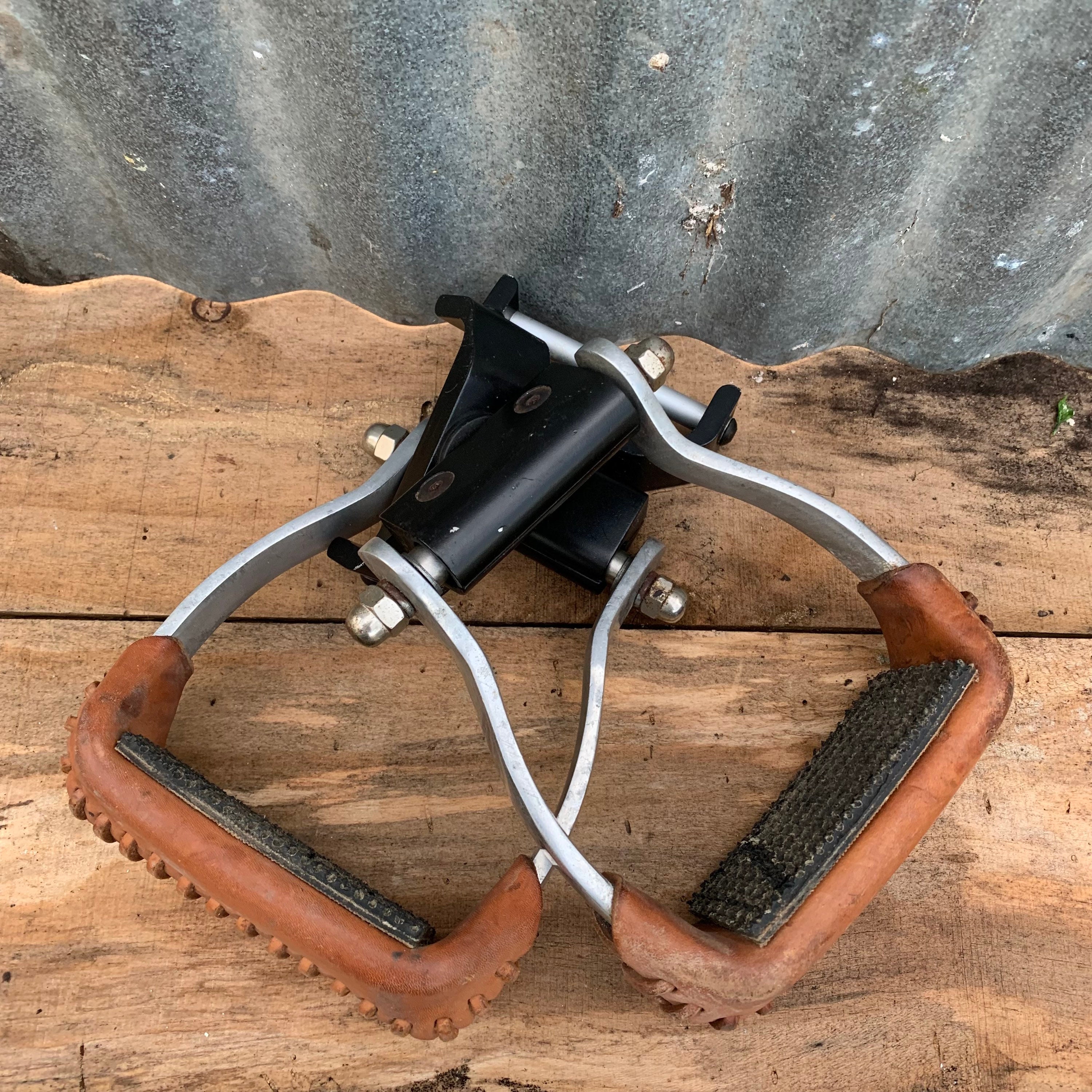 Étriers De Selle Western Vintage - Acier Inoxydable Argenté - Montés - Très Beau
