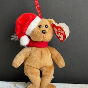 Ty Jingle Beanie “1997 Holiday Teddy”  Santa Bear, 4 inch Tree Ornament
