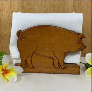 Vintage Holz Serviettenhalter Schwein, Bauernhaus Dekor, Holz Briefhalter