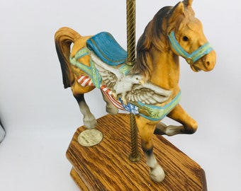 Willitts Designs Vintage  Carousel Horse Music Box America The Beautiful Heritage Collection Limited Edition Eagle & Flag Patriotic