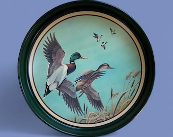 Vintage Avon Mallards in Flight 12 inch Decorative Metal Tray