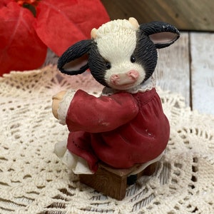 Vintage Mary’s Moo Moos ‘God’s Love is Moo-sic To My Ears‘ Cow Figurine, Enesco #452718
