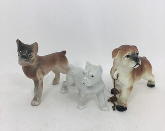 ヴィンテージ ボクサー犬 置物 - 日本製陶器製犬 - Etsy 日本