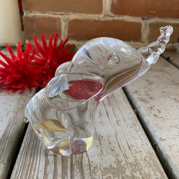 Glass Elephant Sculpture by FM Konstglas of Ronneby, Sweden