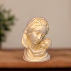 Vintage Madonna & Child Ceramic Bust  Sculpture, Religious Home Decor