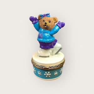 Vintage Ice Skating Bear Trinket Box from Claire’s 1999 Collection