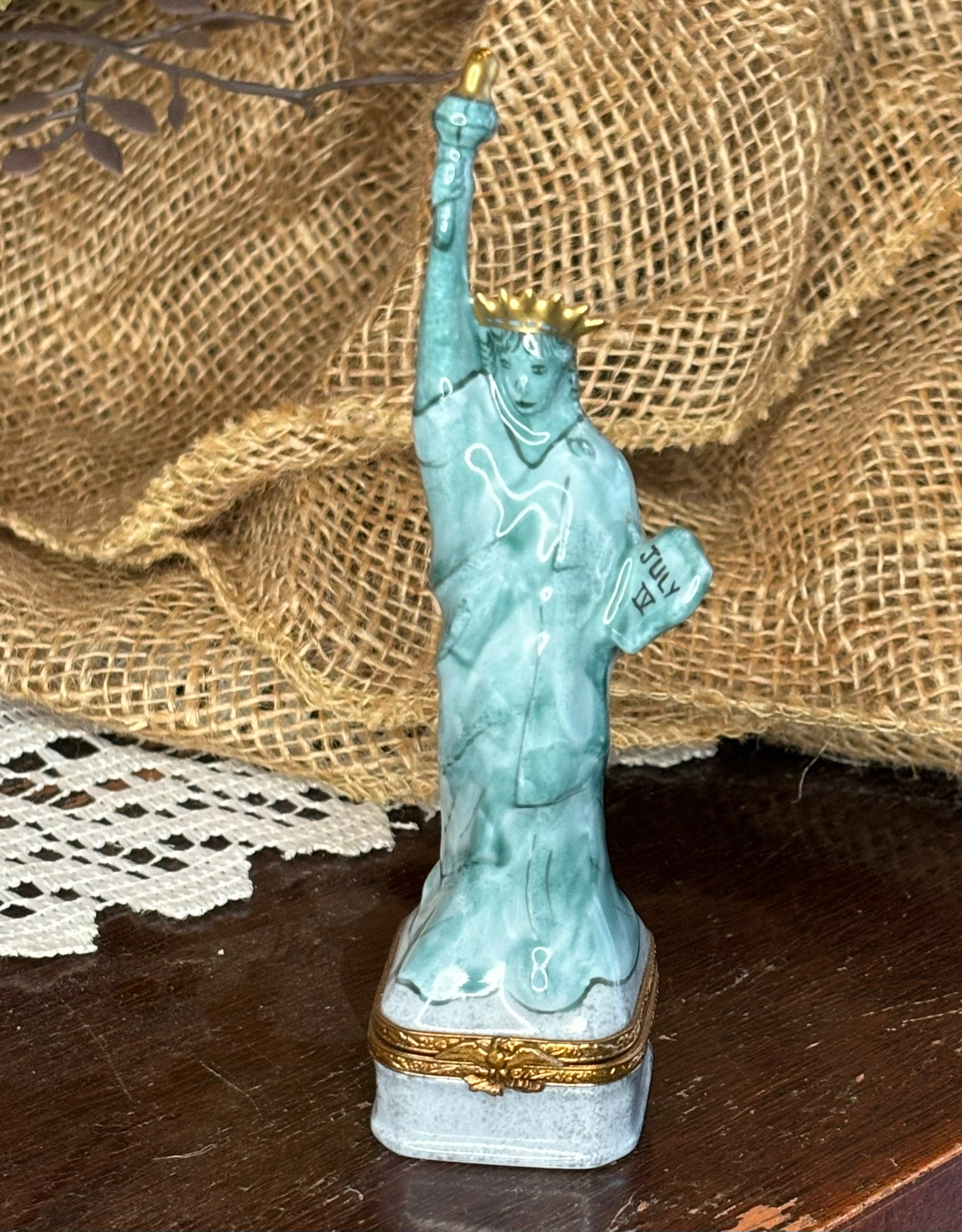 Limoges Statue of Liberty Trinket Box, Bloomingdales Limoges 