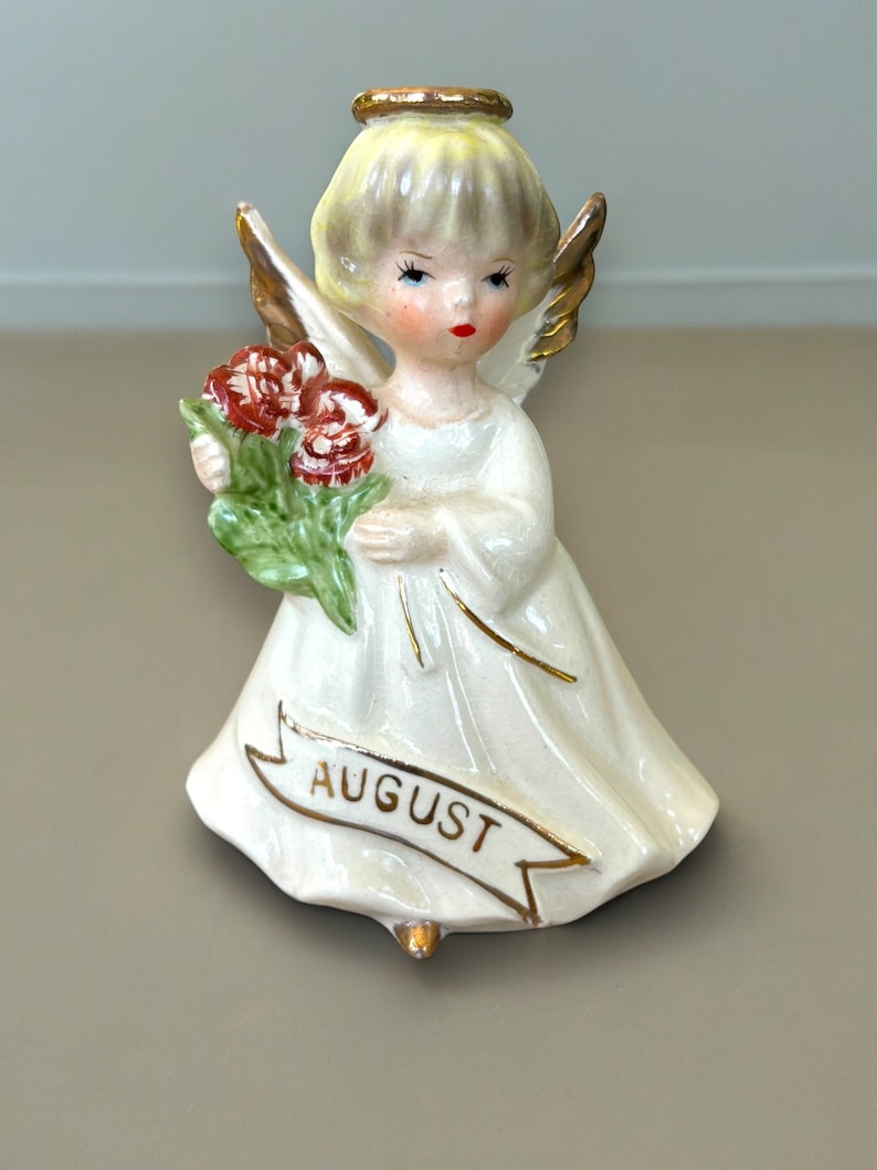 Vintage August Angel, Angel of the Month Enesco Imports, Birthday Angel ...