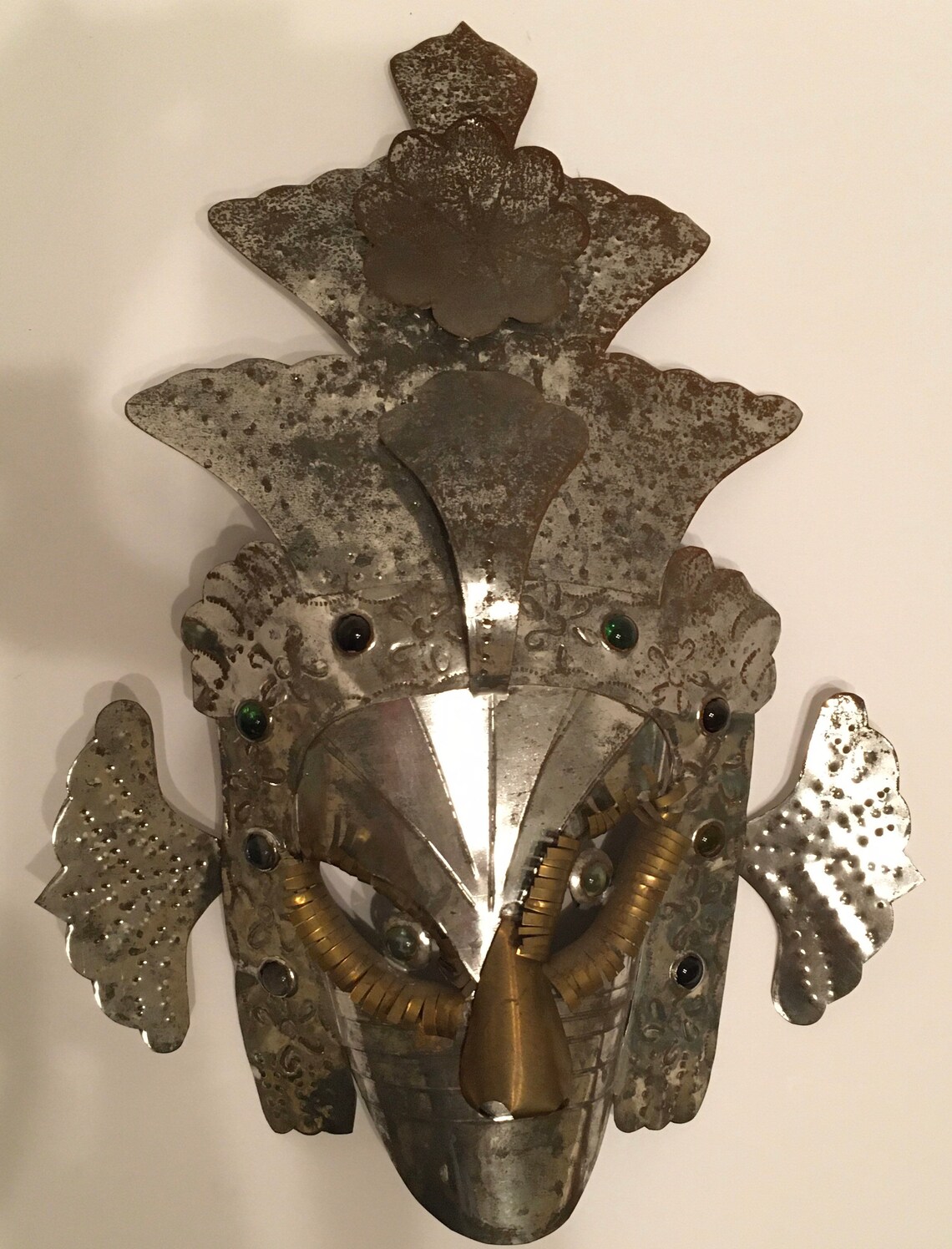 Ceremonial Mask Handcrafted Metal Mexican Mesoamerican Mask Etsy