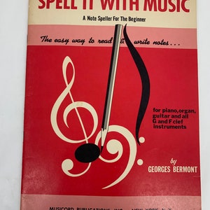 Vintage Noten Klavier Orgel Gitarren Unterricht, Spell It with Music Note Speller Music Lessons Book Georges Bermont Musicord