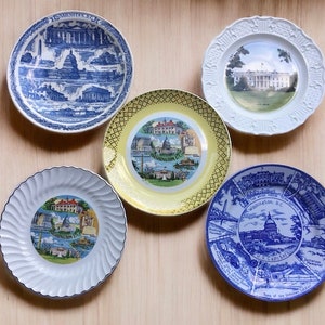 Washington DC Souvenir Plates, Vintage US Capitol Collectibles, White House Plate