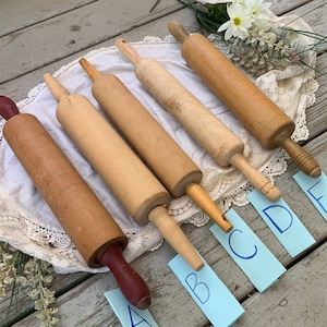 Rouleaux à pâtisserie en bois vintage, vieux rouleau à pâtisserie, rouleau à pâtisserie boulangers