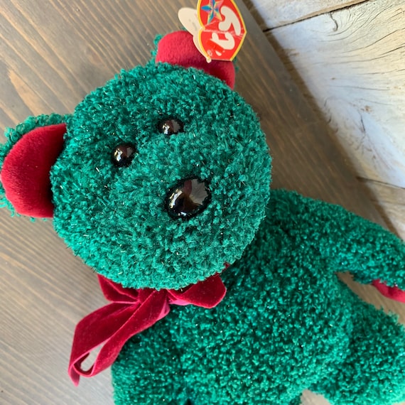 2001 Holiday Teddy Ty Beanie Buddies Green Christmas Plush Stuffed